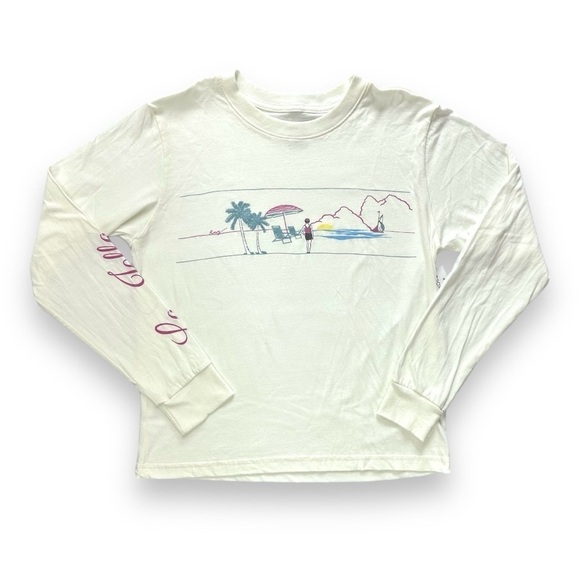 ROXY La Jolla Long Sleeve Crew Neck Pullover Tee in Cream Size Small (NWT) - Picture 1 of 12